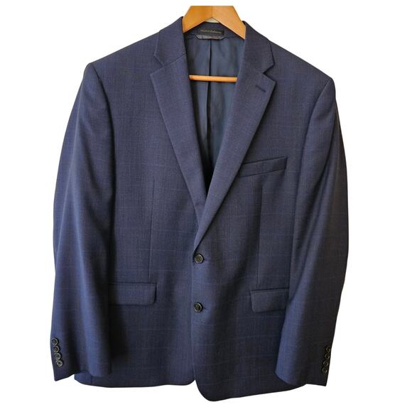 Lauren Ralph Lauren Men's Wool Blazer Size 44R Blue Plaid 2-Button